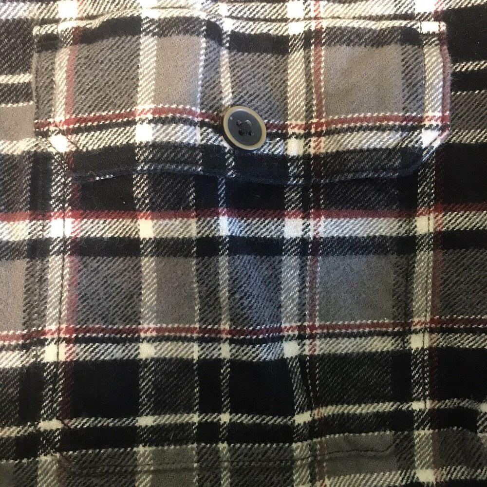 Jachs Brawny 9 oz. Flannel Shirt Men's XL Button Up Black White Plaid Shacket - Picture 9 of 11